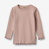 Wheat Main Langærmet Rib T-shirt Ida T-Shirt 2487 rose powder