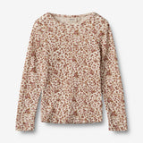 Wheat Wool Langærmet Uld T-shirt Alfie T-Shirt 2475 rose flowers