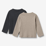 Wheat Main Sæt af 2 Langærmet Rib T-shirts Milo T-Shirt 1432 navy