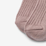 Wheat Main Uld Ribsokker Ziggy Socks/Tights 1135 dry rose