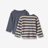 Wheat Main 2 T-shirt L/S Milo T-Shirt 1309 greyblue stripe