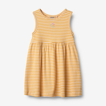 Wheat Main Ærmeløs Jerseykjole Martha Dress 9449 yellow rib stripe