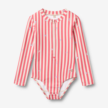 Wheat Main Badedragt L/S Margot Swimsuit 9657 red stripe flowers