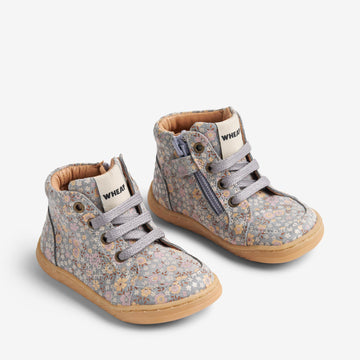Wheat Footwear Barfods Prewalker Malia Boot 9765 slightly blue flowers