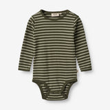Wheat Main  Body Berti | Baby Underwear/Bodies 4076 dark green stripe