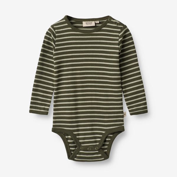 Wheat Body Berti | Baby Underwear/Bodies 4076 dark green stripe
