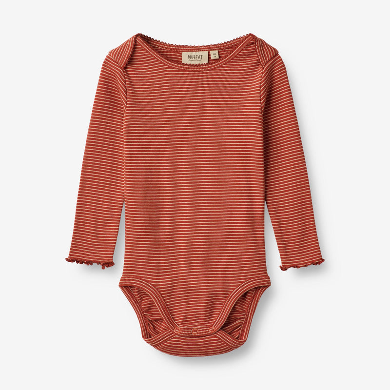 Wheat Main  Body Rie | Baby Underwear/Bodies 1952 paprika stripe