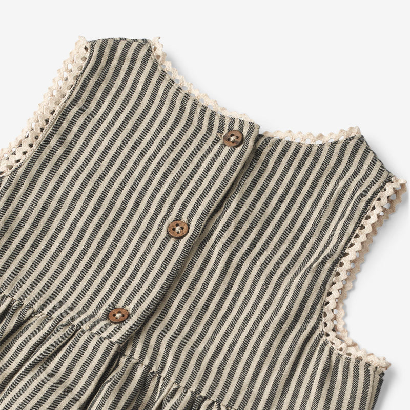 Wheat Main  Kjole Kirsten | Baby Dresses 0030 black coal stripe