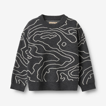Wheat Main Jacquard-pullover Elias Pullover 0064 charcoal melange
