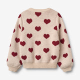 Wheat Main Jacquard Cardigan Hjerter Knitted Tops 9562 offwhite melange
