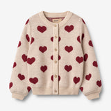 Wheat Main Jacquard Cardigan Hjerter Knitted Tops 9562 offwhite melange