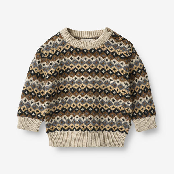 Wheat Jacquard Pullover Elias | Baby Knitted Tops 9402 multi blue