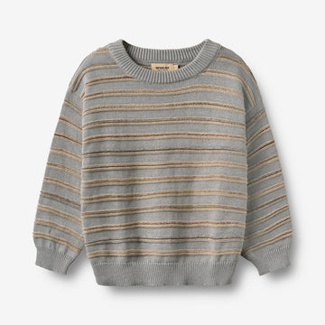 Wheat Main Jacquard Pullover Harlow Pullover 9783 slightly blue stripe