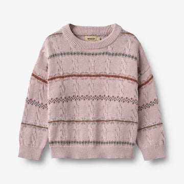 Wheat Main Jacquard Strik Harper Pullover 1354 soft lilac