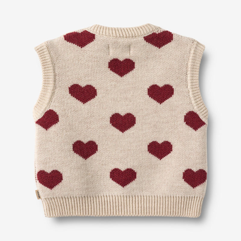 Wheat Main Jacquard Strik Vest Gaby Knitted Tops 9562 offwhite melange