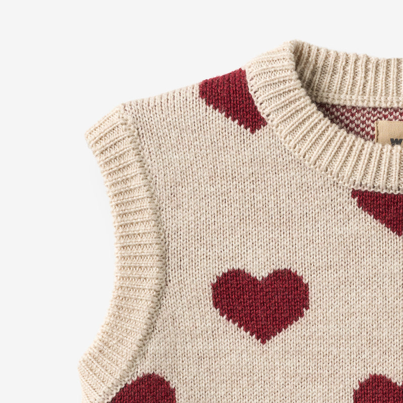 Wheat Main Jacquard Strik Vest Gaby Knitted Tops 9562 offwhite melange