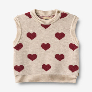 Wheat Main Jacquard Strik Vest Gaby Knitted Tops 9562 offwhite melange