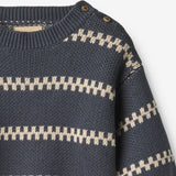 Wheat Main Jacquard Strikpullover Harlow Pullover 1292 greyblue