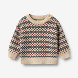 Wheat Main Jacquard Strikpullover Harlow Pullover 1292 greyblue