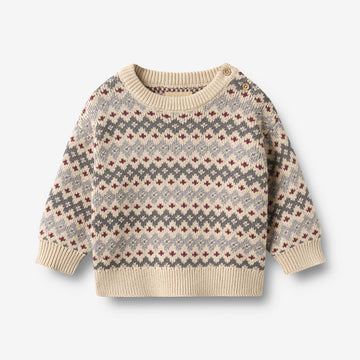 Wheat Main Jacquard Strikpullover Harlow Pullover 9624 flint