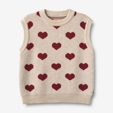 Wheat Main Jacquard Vest Gaby Knitted Tops 9562 offwhite melange