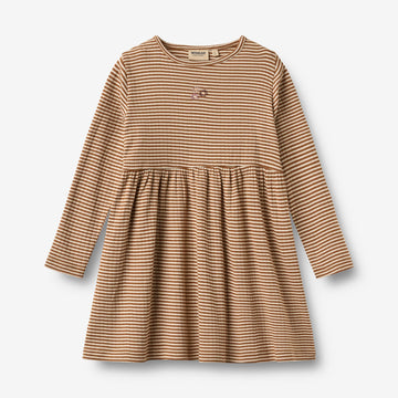 Wheat Main Jersey Kjole broderi Sessa Dress 3017 warm hazel stripe