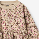 Wheat Main Jersey dress L/S Dorthea Dress 9769 soft sand flower wine