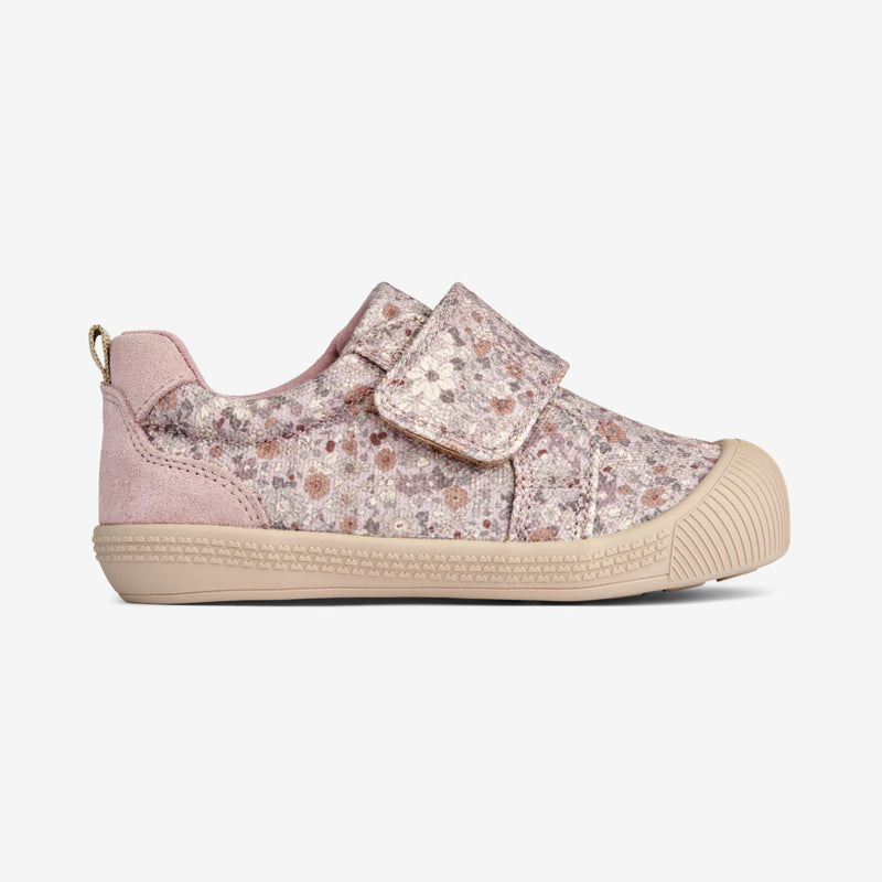 Wheat Footwear Kei Canvas Velcro Sko | Baby Prewalkers 1353 soft lilac flowers