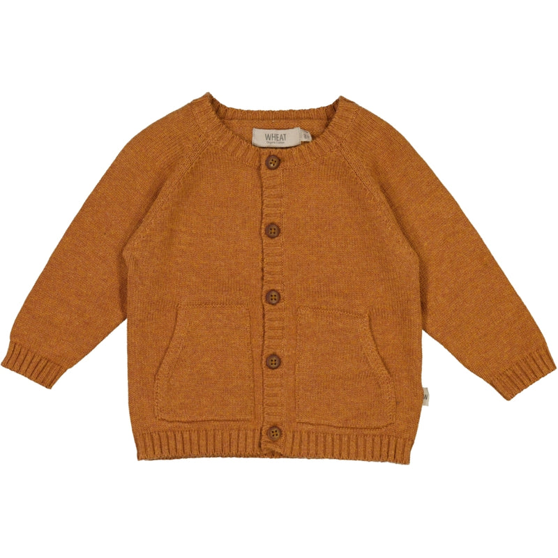 Wheat Main Klassisk Strik Cardigan Knitted Tops 3025 cinnamon melange