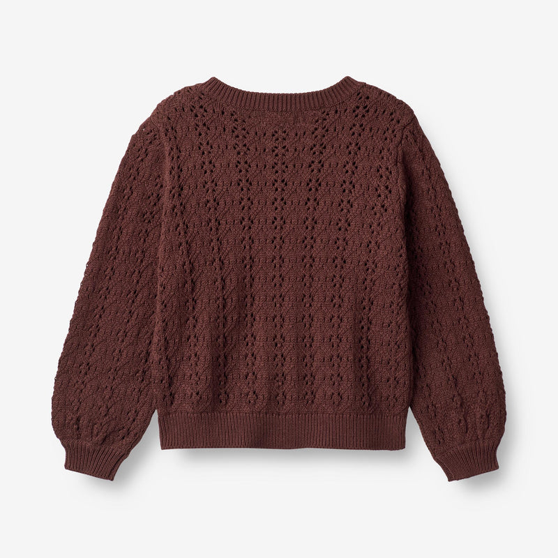 Wheat Main  Strik Cardigan Celia Knitted Tops 2118 aubergine