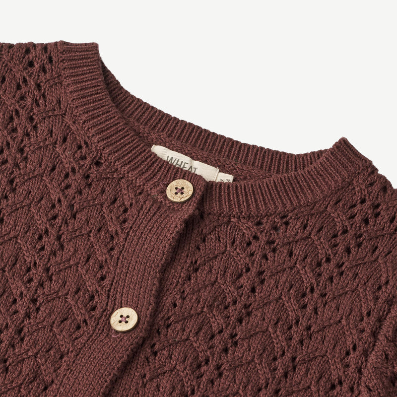 Wheat Main  Strik Cardigan Celia Knitted Tops 2118 aubergine