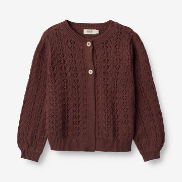 Wheat Main  Strik Cardigan Celia Knitted Tops 2118 aubergine