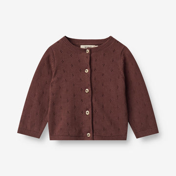 Wheat Main  Strik Cardigan Maia | Baby Knitted Tops 2118 aubergine
