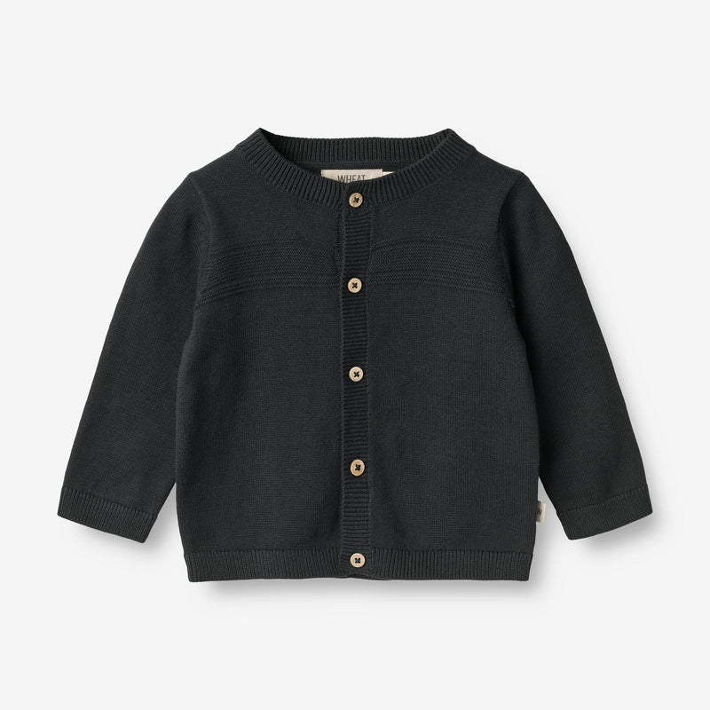 Wheat Main  Strik Cardigan Sofus | Baby Knitted Tops 1432 navy