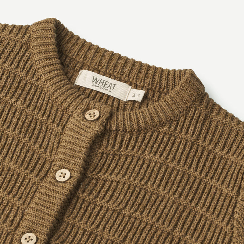 Wheat Main  Strik Cardigan Villy | Baby Knitted Tops 4143 green bark