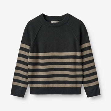 Wheat Main  Strik Pullover Benja Knitted Tops 0031 black beige stripe