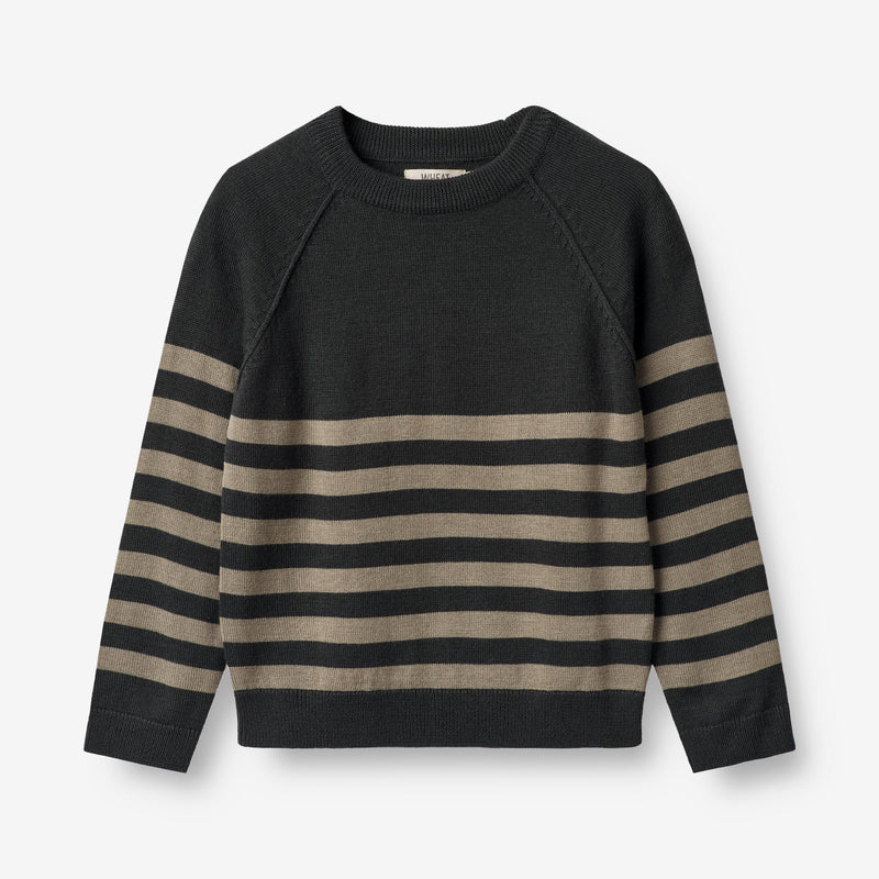 Wheat Strik Pullover Benja Knitted Tops 0031 black beige stripe