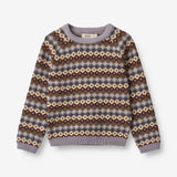 Wheat Main  Jacquard Strik Pullover Mimi Knitted Tops 9404 multi lavender