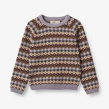 Wheat Main  Jacquard Strik Pullover Mimi Knitted Tops 9404 multi lavender