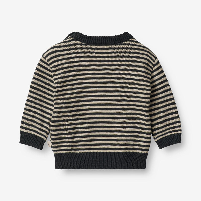 Wheat Main  Strik Cardigan Morgan | Baby Knitted Tops 1433 navy stripe