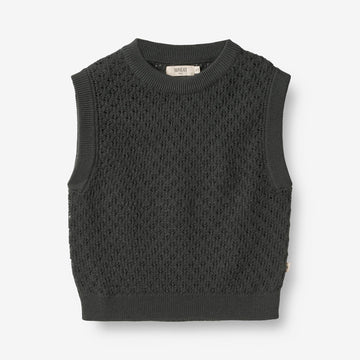 Wheat Main  Strik Vest Saga Knitted Tops 0025 black coal