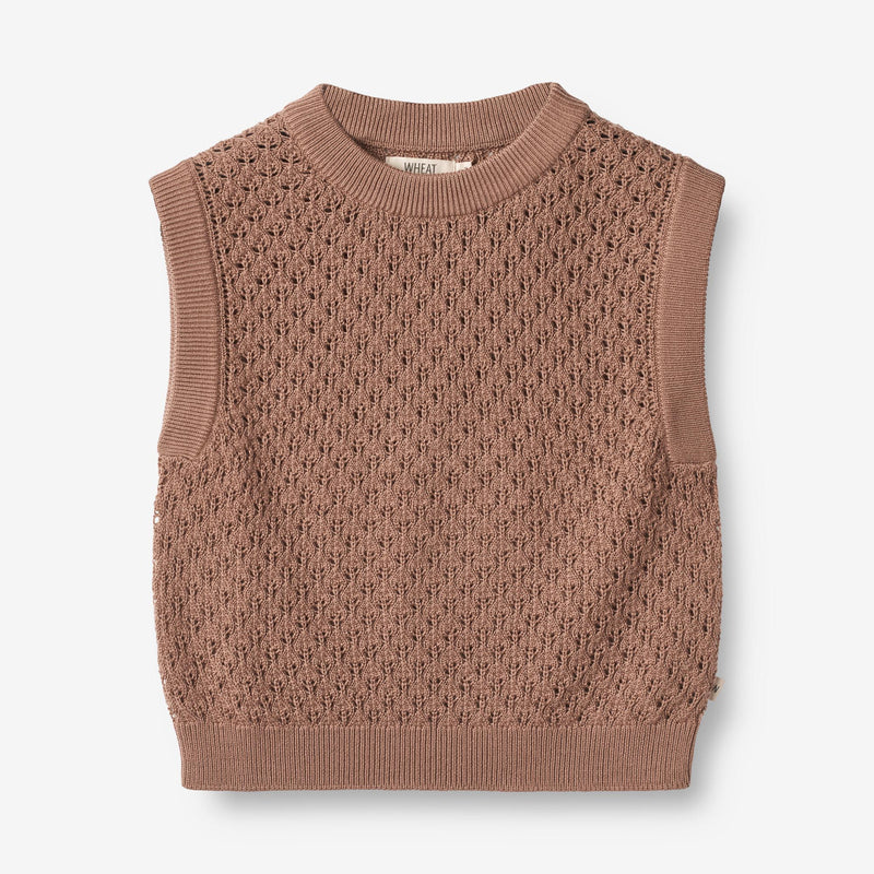 Wheat Main  Strik Vest Saga Knitted Tops 2121 berry dust