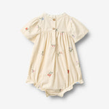 Wheat Main Kort Sommerdragt Margit Romper 9644 ivory embroidery flowers