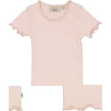 Wheat Main Kortærmet Blonde Rib T-Shirt Jersey Tops and T-Shirts 2400 powder