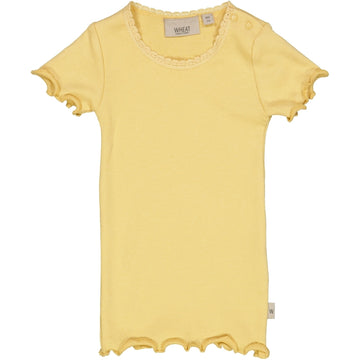 Wheat Main Kortærmet Blonde Rib T-Shirt Jersey Tops and T-Shirts 5083 sahara sun
