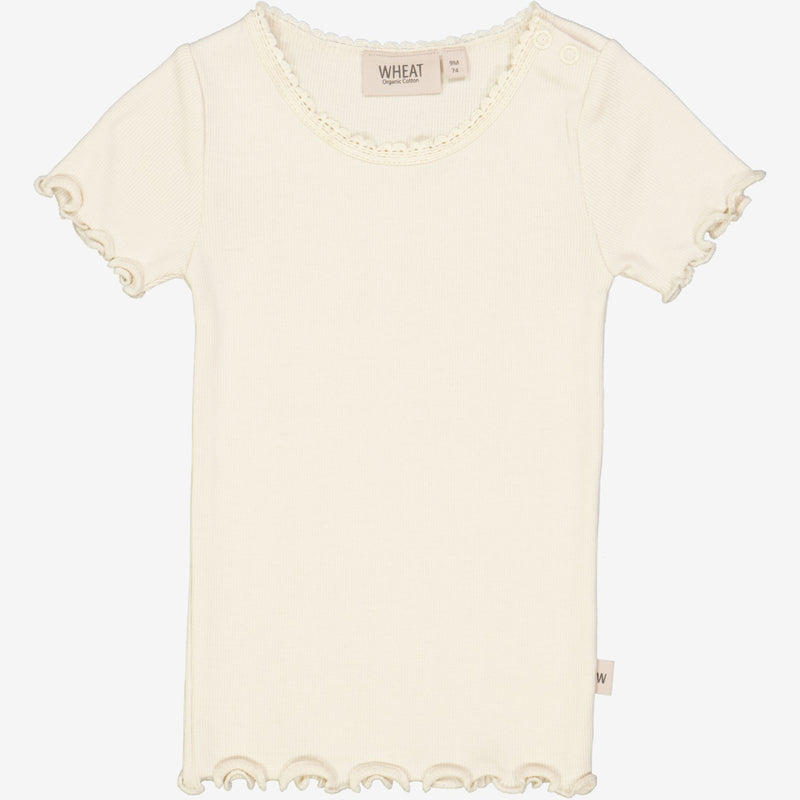 Wheat Kortærmet Blonde Rib T-Shirt | Baby Jersey Tops and T-Shirts 3129 eggshell 