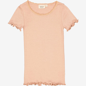 Wheat Main Kortærmet Blonde Rib T-shirt Jersey Tops and T-Shirts 2031 rose dawn