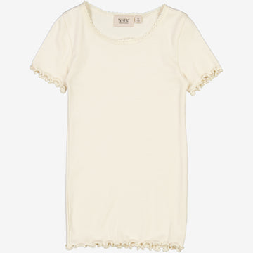Wheat Main Kortærmet Blonde Rib T-shirt Jersey Tops and T-Shirts 3129 eggshell 