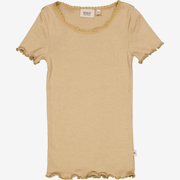 Wheat Main Kortærmet Blonde Rib T-shirt Jersey Tops and T-Shirts 3308 latte