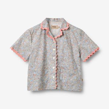 Wheat Main Kortærmet Blonde Skjorte Vilma Shirt 2650 air blue flowers